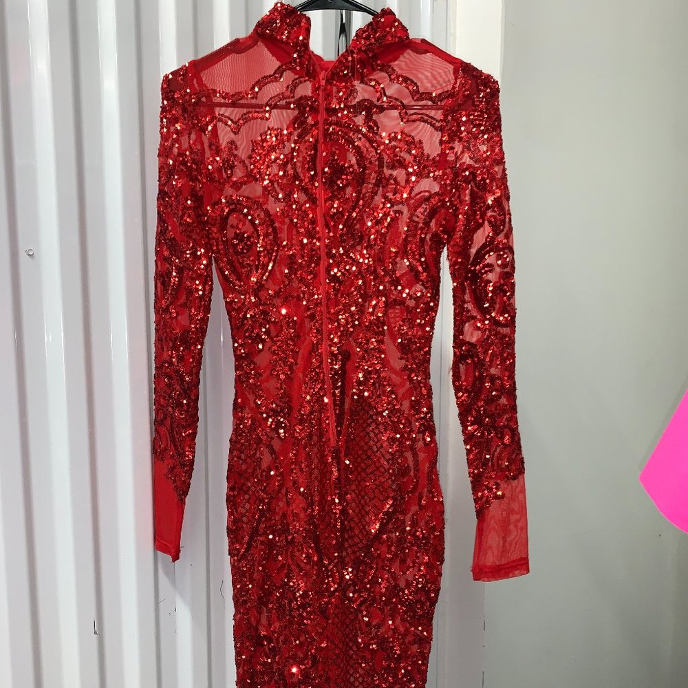 Fashion Nova Red Sequin Dress